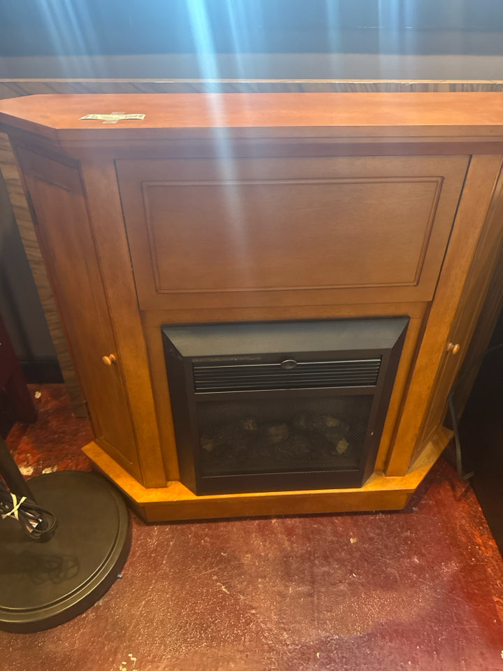 Electric Brown Wood Fireplace