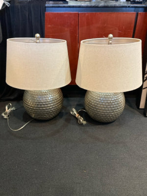 Modern Silver Resin Pair Lamp Set