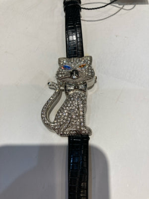 Black Rhinestone Cat Watch