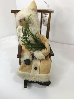 Brown/Cream Wood Rocking Chairs Santa Holiday Item