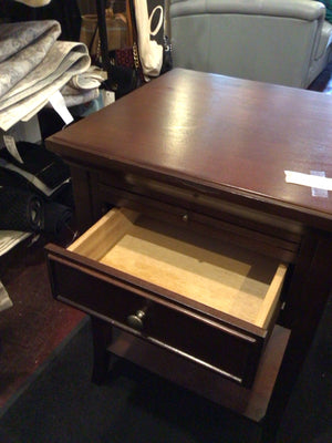 w/Drawer Wood End/Side Brown Table