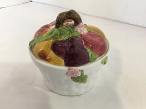 Portmeirion White/Multi Lidded Butter Dish