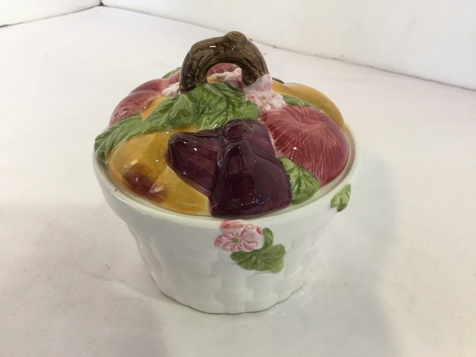 Portmeirion White/Multi Lidded Butter Dish