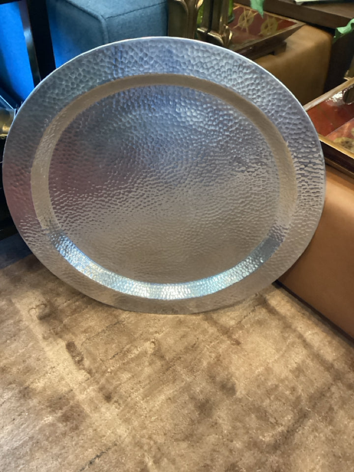 Silver Metal Hammered Tray