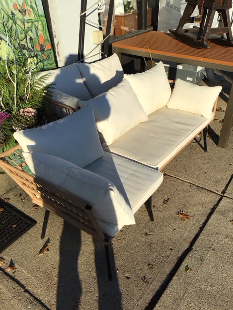 3 Piece Resin w/cushion As Is Cream Sectional