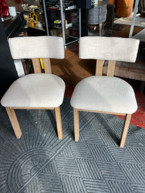 Latitude Run Pair Wood Upholstered Seat Cream Chair