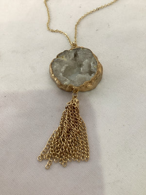White/Gold Geode Necklace