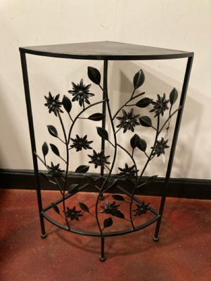 Corner Metal Flowers Black Table