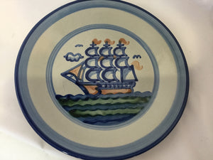 M.A. Hadley Gray/Blue Pottery Dinner Plate
