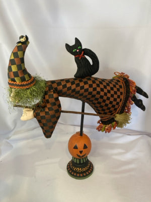 Black/Orange Resin Cloth Witch Holiday Item