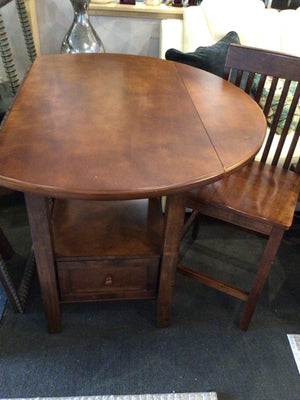 Pub Wood Drop Leaf W/Chair Table