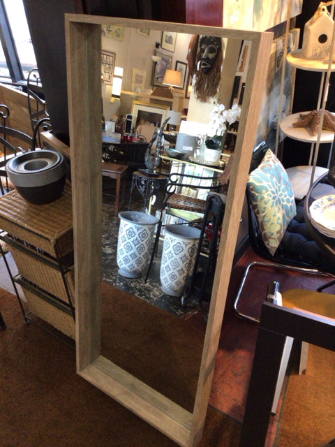 Shadow Box Greige Wood Mirror