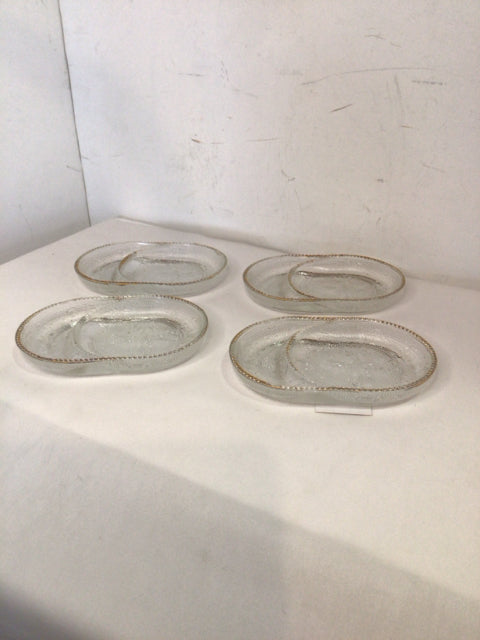 Set of 4 Clear/Gold Glass Coaster Set