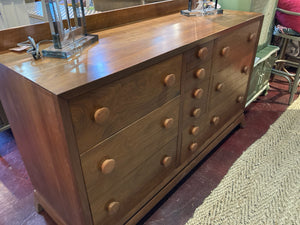 Mid-Century Wood 12 Drawer Brown Dresser/Chest