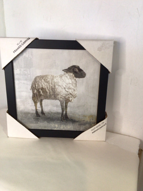 Black/White Canvas Sheep Framed Art