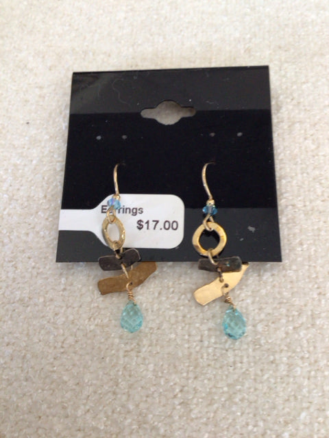 Gold/blue Beads Earrings