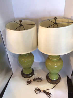 As Is Green Ceramic Pair Lamp