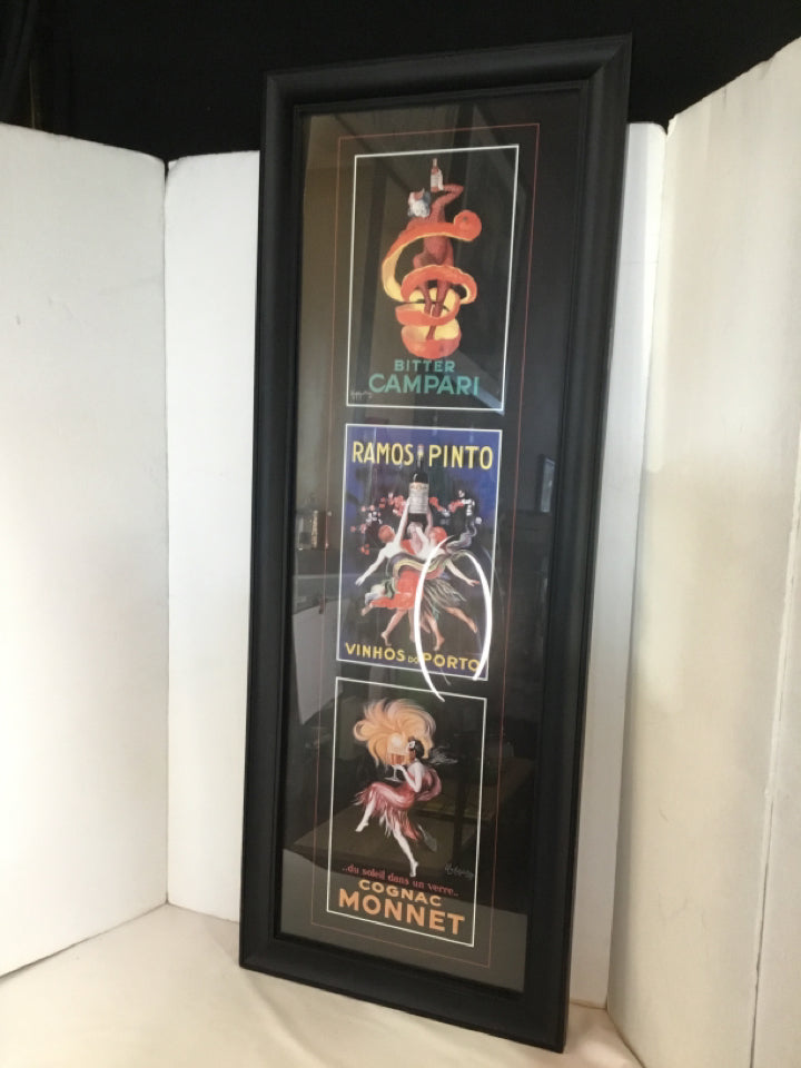 Liquor Black/Multi Divided Framed Art