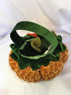 Fall Orange Velvet Pumpkin Basket Holiday Item