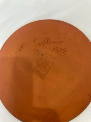 Handmade Christmas Red/Brown Terracotta Plate Santa Holiday Item