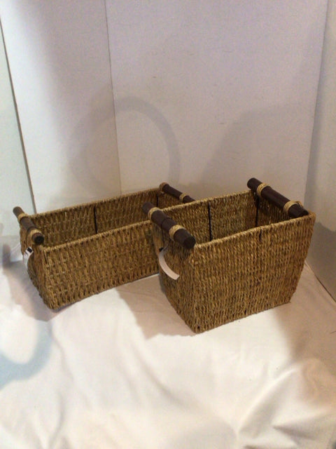 Pair Brown Seagrass Basket