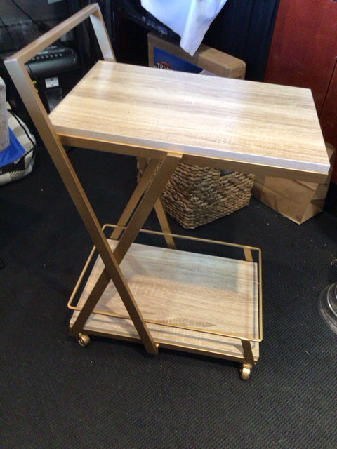 2 Tier Metal Wood Grain Gold Bar