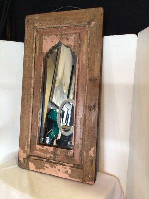 Rustic Brown Wood Mirror
