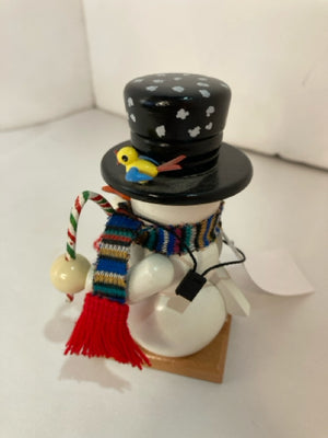 Christmas White/Black Wood Snowman Nutcracker Holiday Item