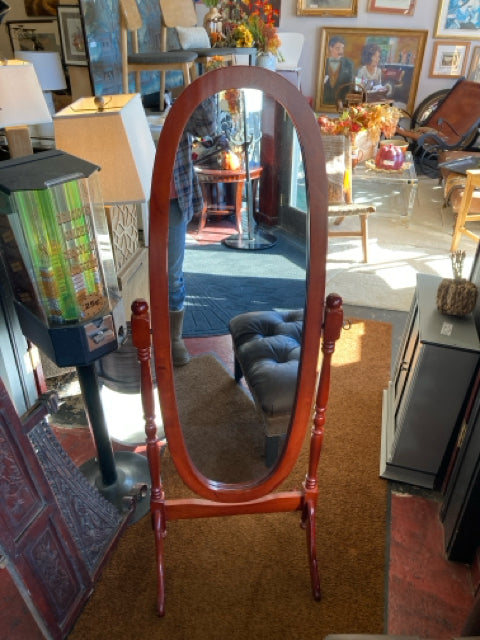 Cheval Brown Wood Oval Mirror