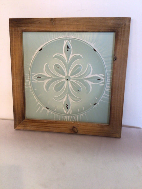 Aqua Pressed Tin Framed Art