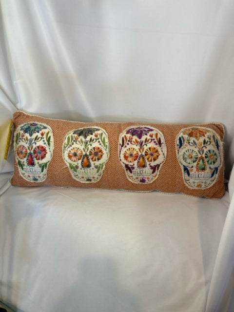 Lumbar Multi-Color Cotton Skull Pillow