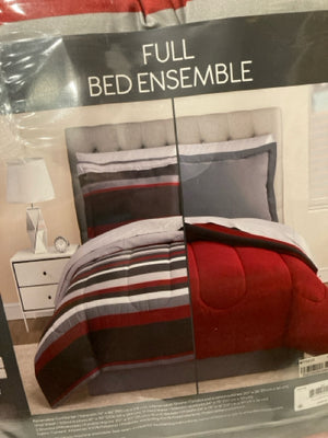 Macy's Comforter Cotton 8 Piece Set Reversible Red/Black Bedding