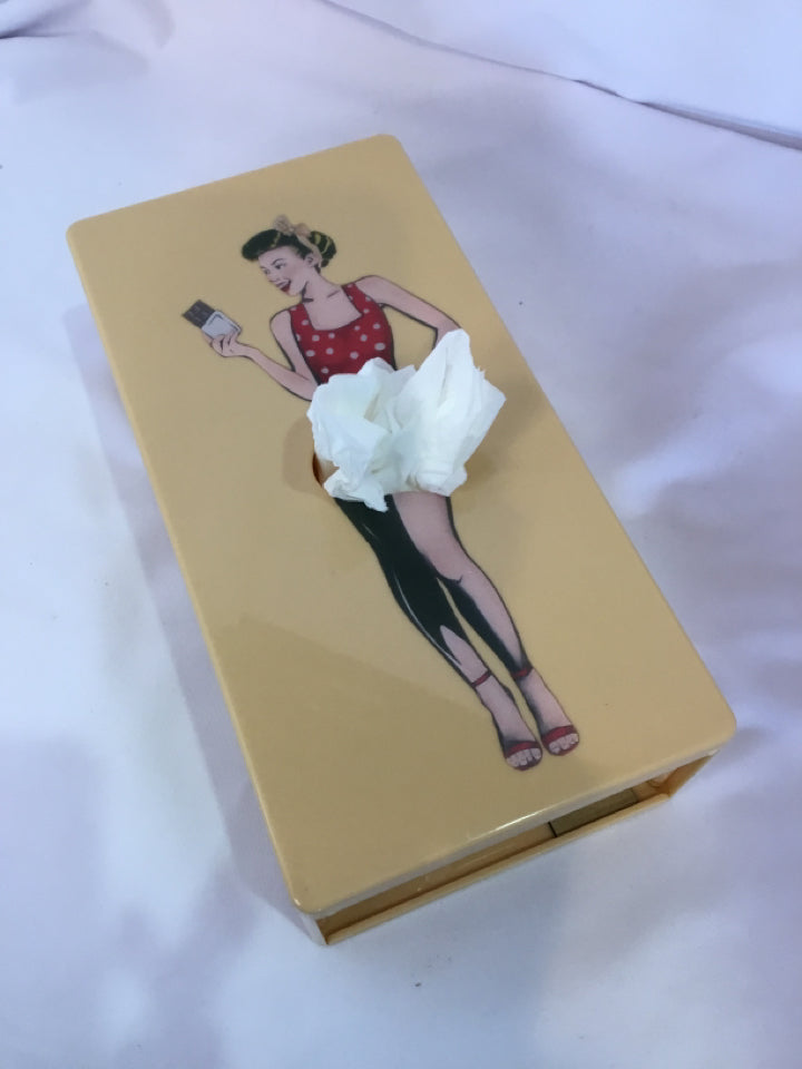 Retro Orange Plastic Woman Tissue box holder