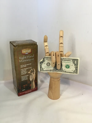 Tan Wood Mannequin Hand Sculpture