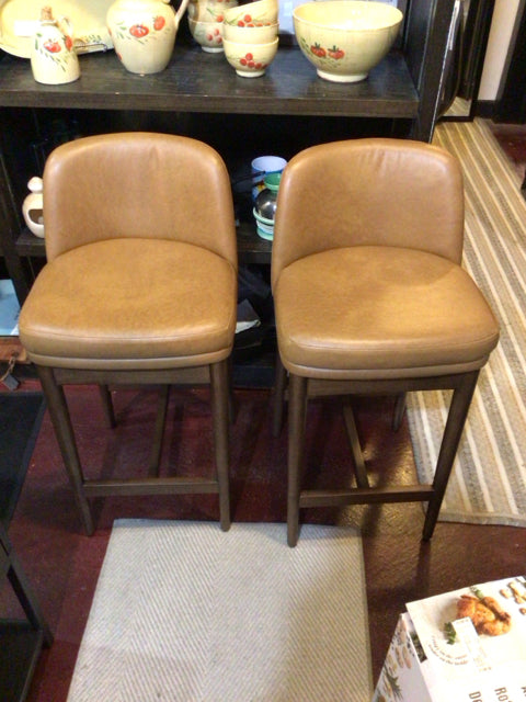 Burrow Pair Leather Brown Barstool/Bar Stool 2MHBQSAQ