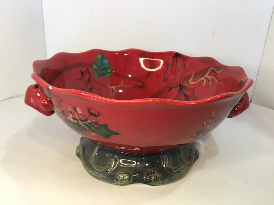 Tracy Porter Serving Red/Green Ceramic Bowl Holiday Item