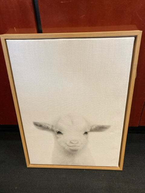 Black/White Canvas Goat Framed Art