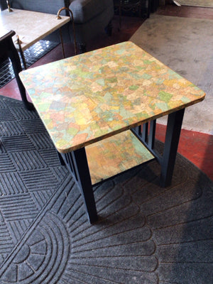 Wood Map Side/End Black/Tan Table