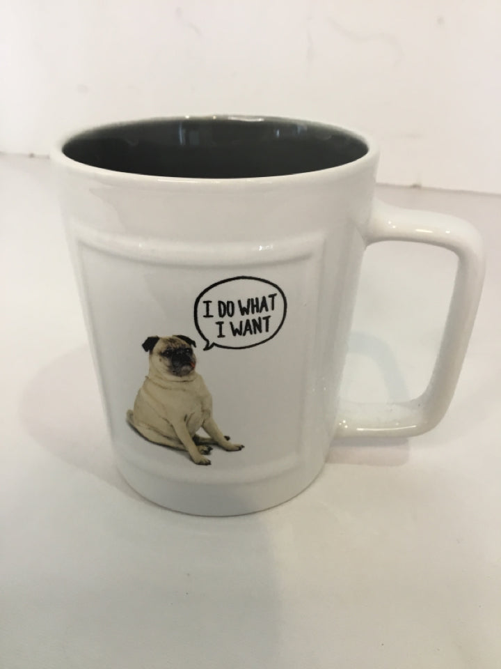 White/Black Ceramic Pug Mug