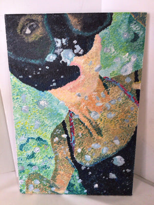 Black/Yellow Canvas Woman Stretch Canvas Art