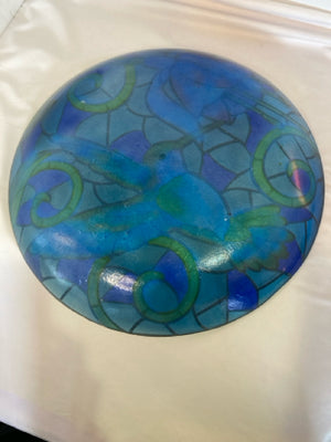 Multi Stained Glass Hummingbird Bowl