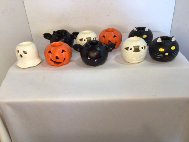 Halloween Black/Orange Ceramic Votive Holiday Item