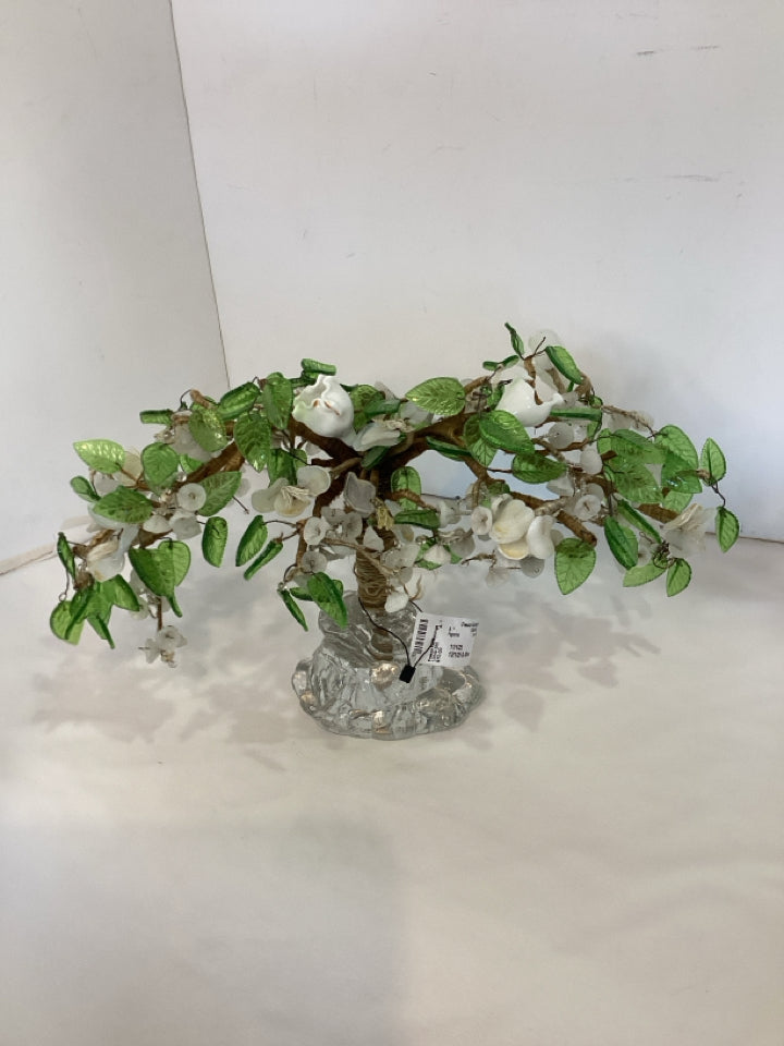 Green/White Glass Bonsai Figurine