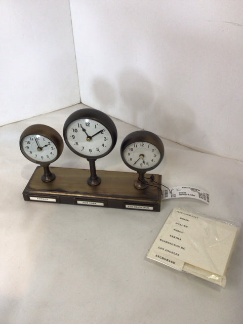 Pottery Barn Bronze Metal Clock