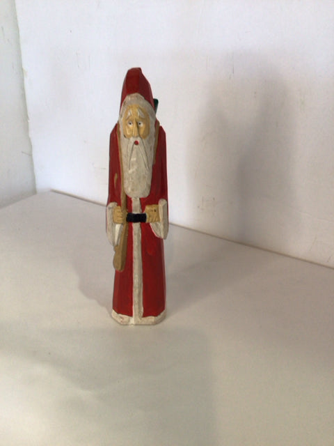 Figure Red/white Wood Santa Carved Holiday Item