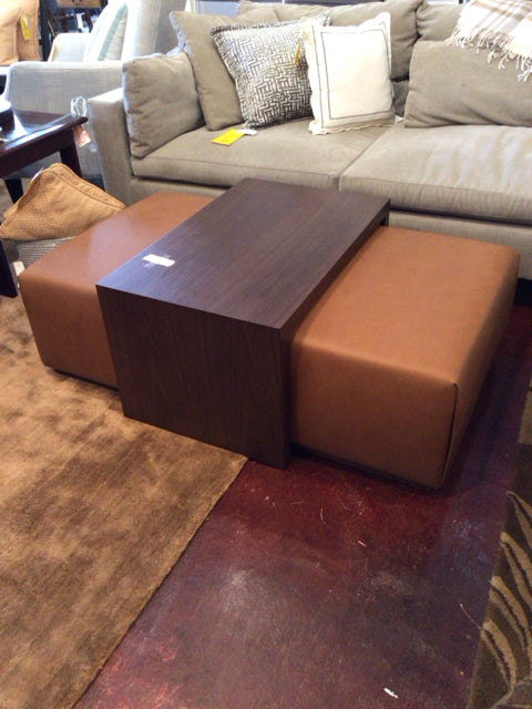 Poly & Bark Modern Leather w/Table Brown Stool/Foot Stool/Ottoman 9WNS7JCM