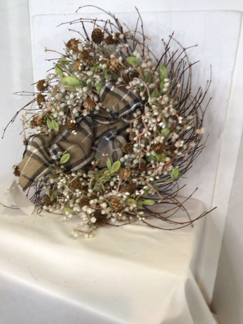 White/Brown Berries Wreath
