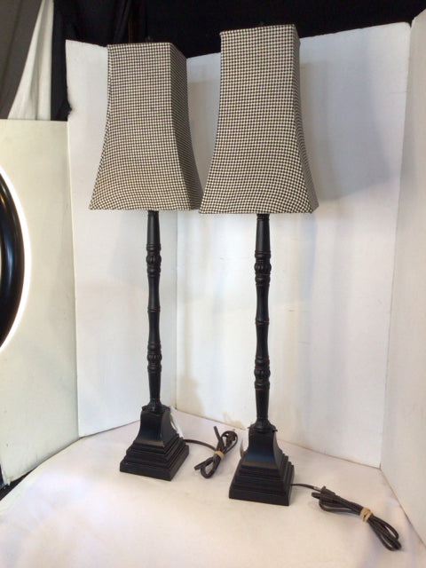 Buffet Bronze Metal Stick Pair Lamp
