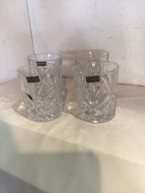 Dublin Set of 4 Cut Glass Rocks Glasses