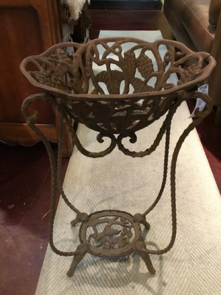 Vintage Rust Wrought Iron Plant Stand